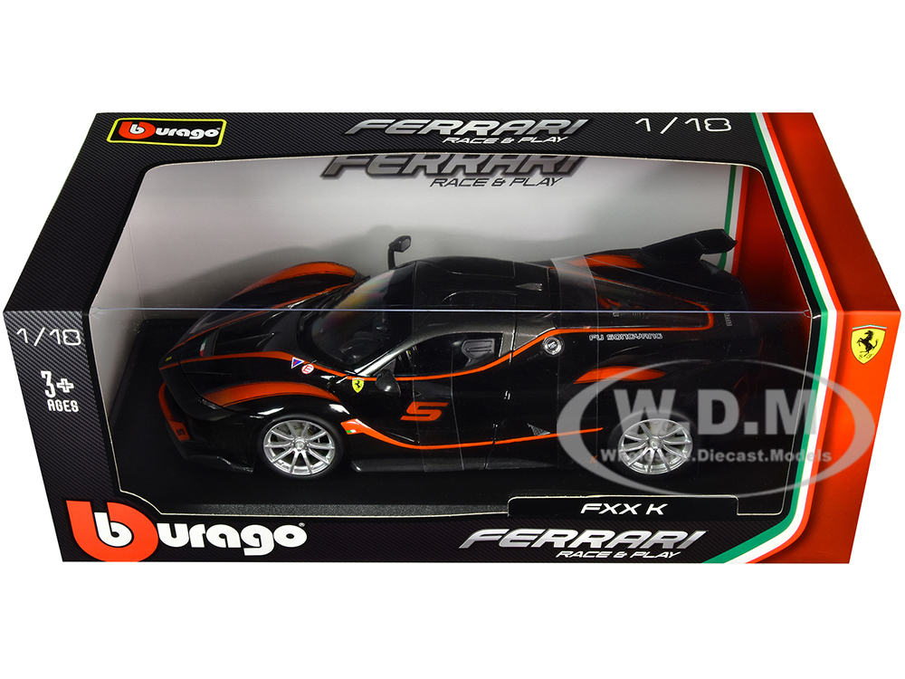 Ferrari FXX-K #5 Fu Songyang Black Gray Top Orange Stripes 1/18