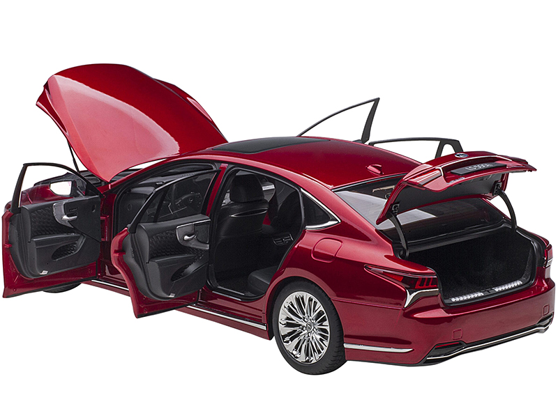 Lexus LS500h Morello Red Metallic Chrome Wheels 1/18 Model Car