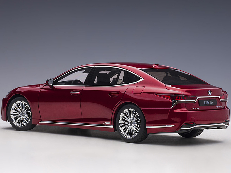 Lexus LS500h Morello Red Metallic Chrome Wheels 1/18 Model Car