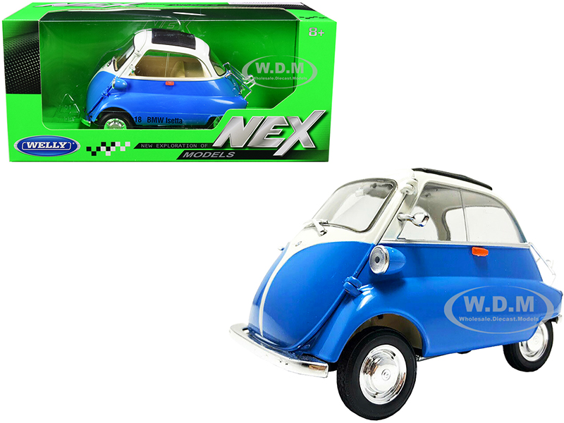 BMW Isetta Blue White NEX Models 1/18 Diecast Model Car Welly 24096