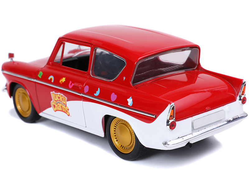 1959 Ford Anglia Red White Lucky the Leprechaun Diecast Figurine
