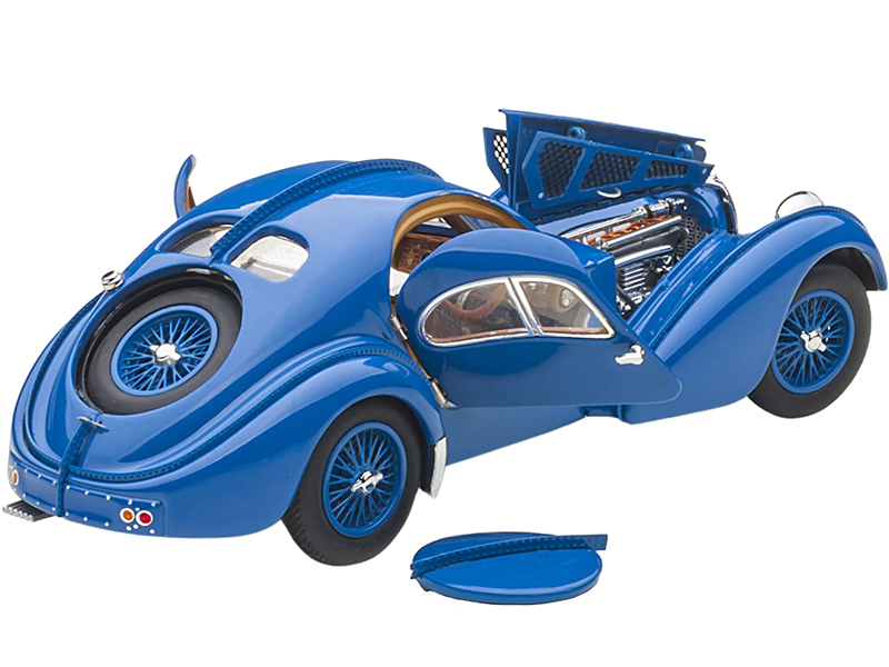 1938 Bugatti Type 57SC Atlantic Metal Wire Spoke Wheels Blue 1/43