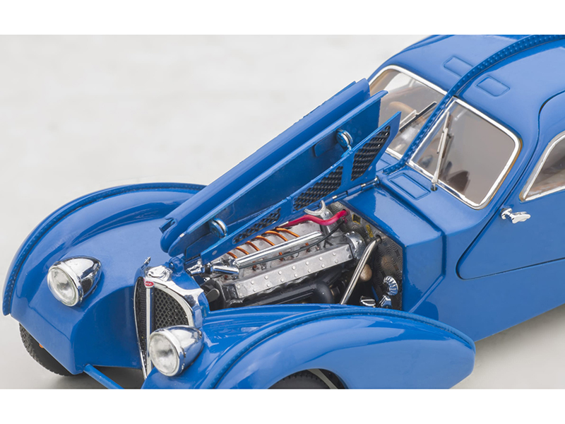 1938 Bugatti Type 57SC Atlantic Metal Wire Spoke Wheels Blue 1/43