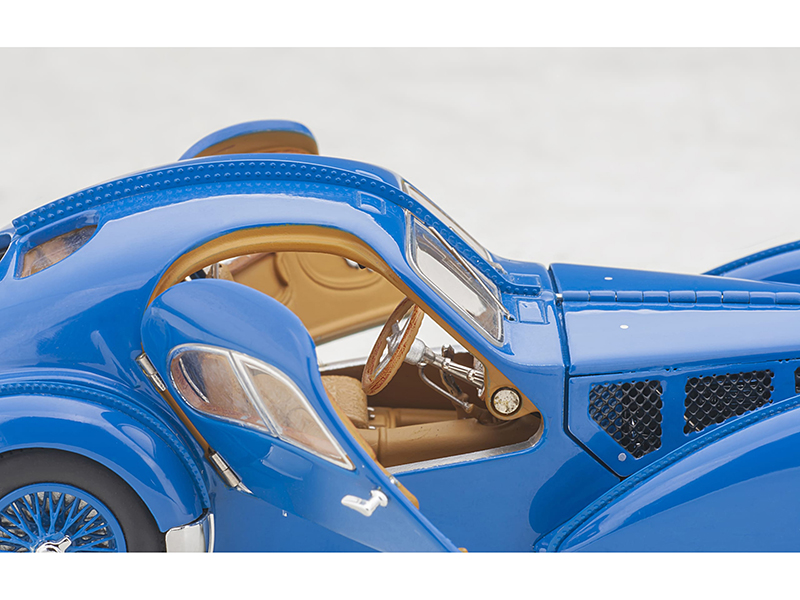 1938 Bugatti Type 57SC Atlantic Metal Wire Spoke Wheels Blue 1/43