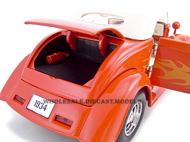 1934 Ford Custom Convertible Hot Rod Orange 1/24 Diecast Car