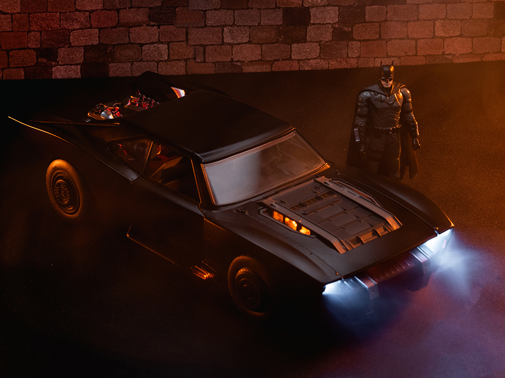 Batmobile Matt Black with Lights Batman Diecast Figurine The