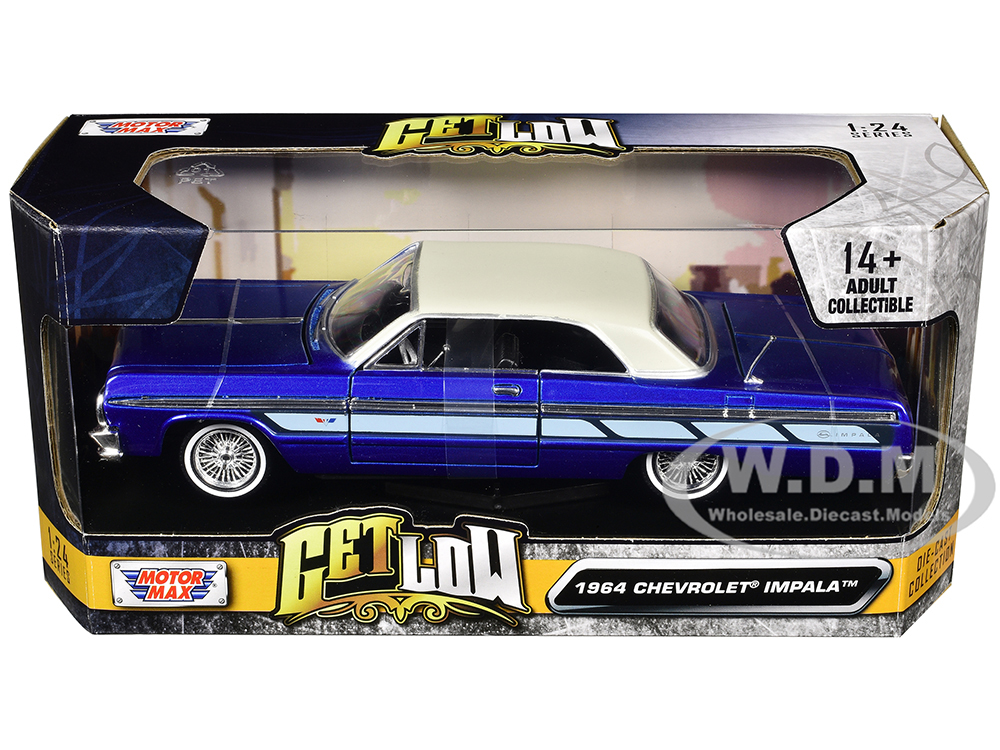 1964 Chevrolet Impala Lowrider Hard Top Candy Blue Metallic Cream
