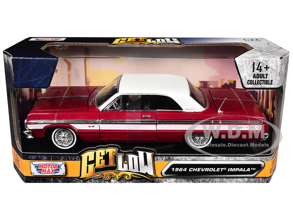 1964 Chevrolet Impala Lowrider Hard Top Candy Red Metallic White