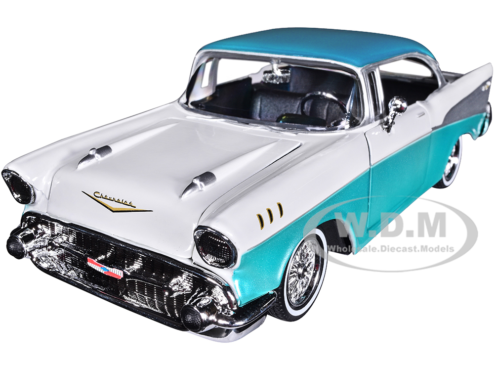 1957 Chevrolet Bel Air Lowrider Turquoise Metallic White Get Low