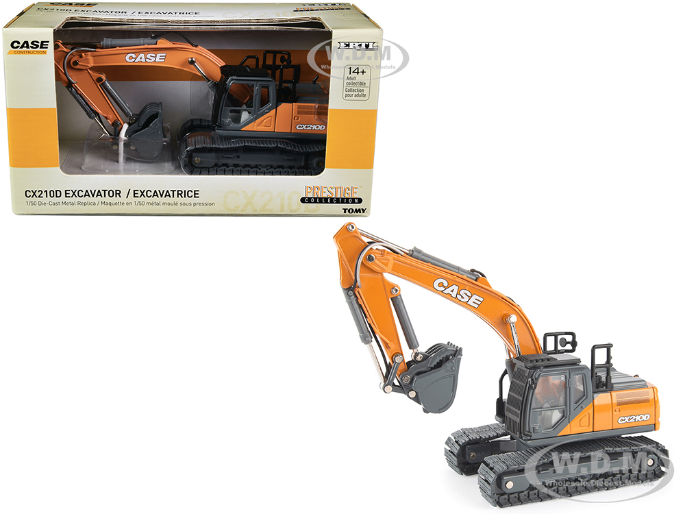 Case CX210D Excavator Orange Gray Case Construction 1/50 Diecast