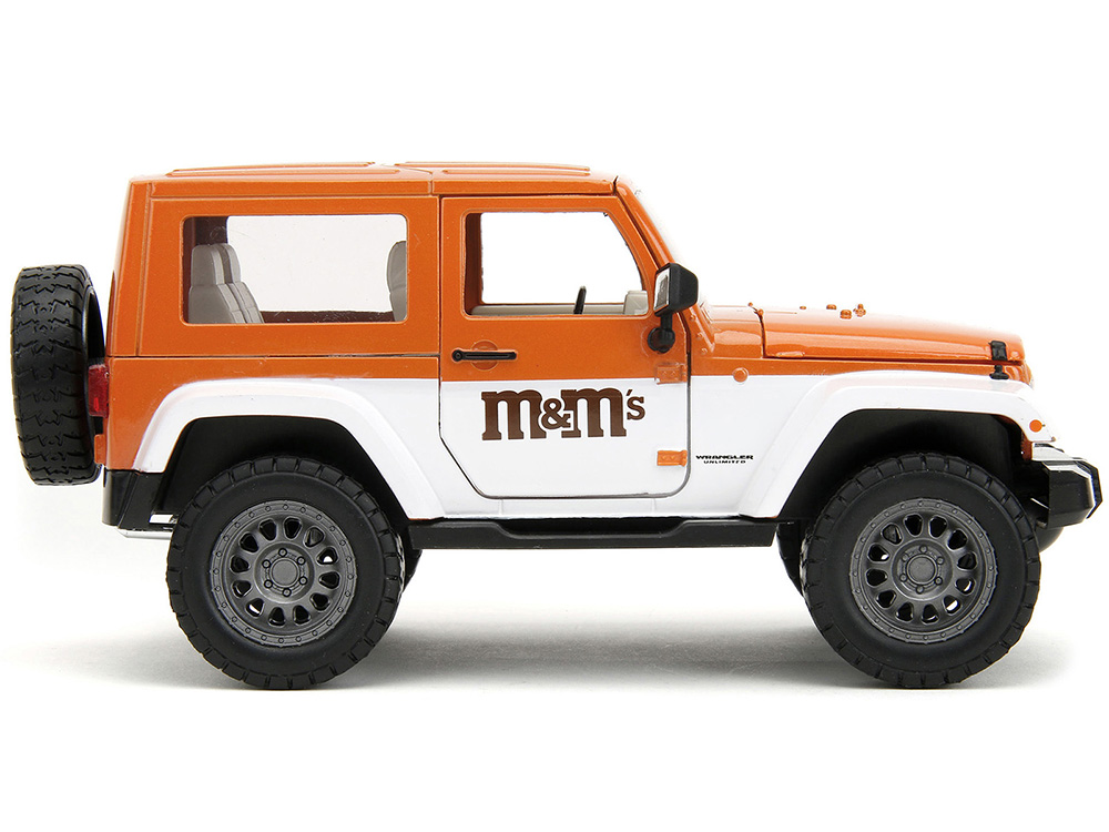 2017 Jeep Wrangler Orange Metallic White Orange M&M Diecast Figure