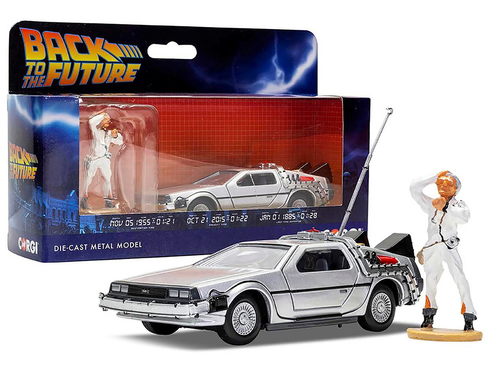 DMC DeLorean Time Machine with Doc Brown Figure Back to the Future