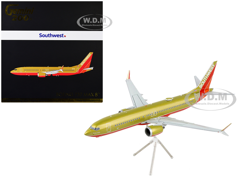 Boeing 737 MAX 8 Commercial Aircraft Southwest Airlines Gold and