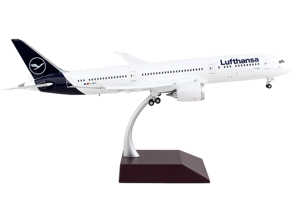 Boeing 787 9 Commercial Aircraft with Flaps Down Lufthansa White