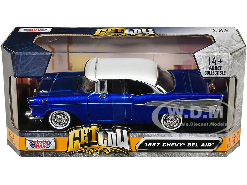 モーターマックス 1957 シェビー ベルエア ローライダー 1/24サイズ 1957 Chevrolet Bel Air Lowrider Candy Blue with White Top Get Low