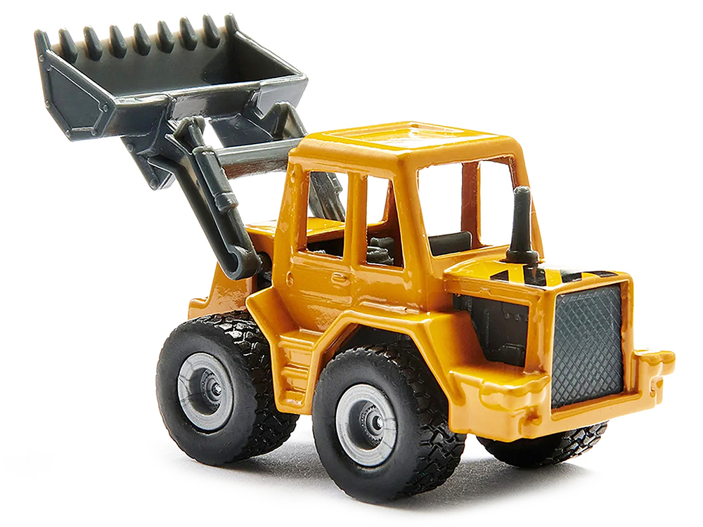 Truck with Low Loader Trailer and Front Loader Yellow Diecast