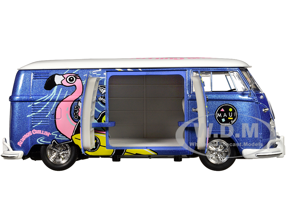 1960 Volkswagen Delivery Van Blue Metallic with White Top Maui and