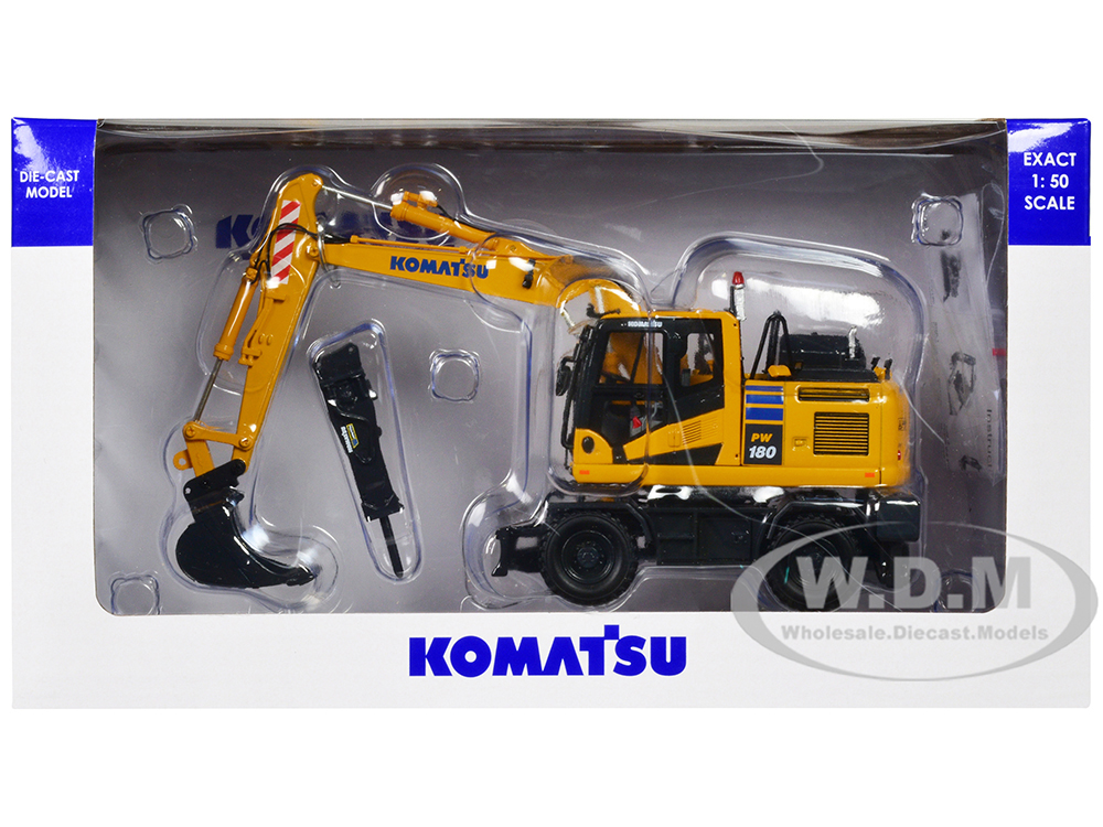 Komatsu PW180-11 Excavator Yellow with Standard Bucket and