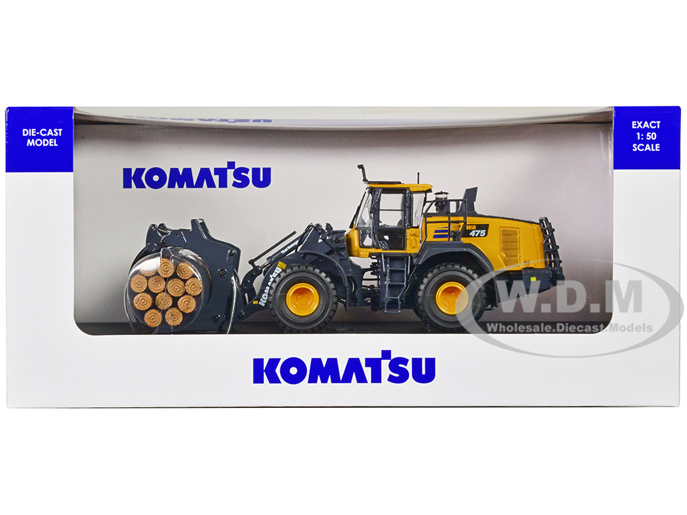 KOMATSU WA475-10 木材グラップル付き Komatsu WA475-10 Wheel Loader Yellow with Log Grapple and Log