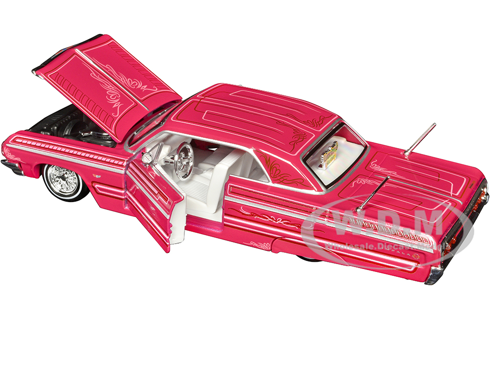 1964 Chevrolet Impala SS Lowrider Pink with Graphics and White