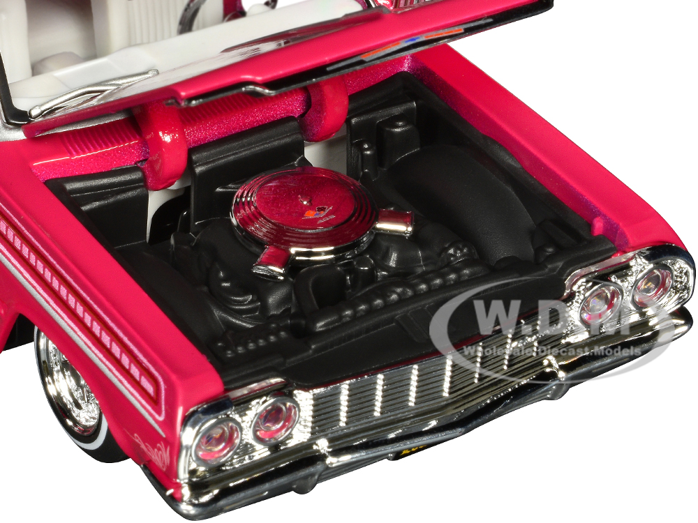 1964 Chevrolet Impala SS Lowrider Pink with Graphics and White