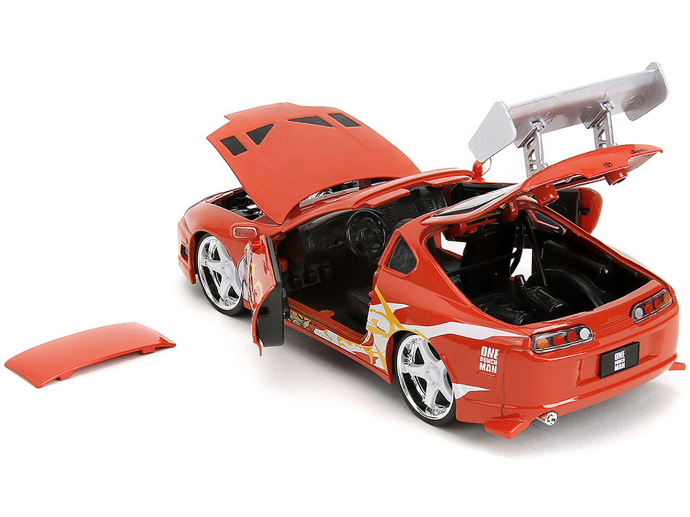 1995 Toyota Supra Red with Graphics and Saitama Diecast Figure