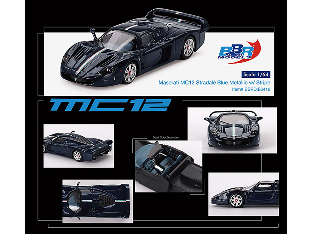 Maserati MC12 Stradale Blue Metallic with White Stripe 1/64