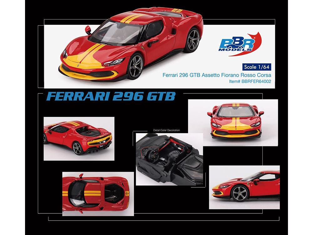 Ferrari 296 GTB Assetto Fiorano Rosso Corsa Red with Yellow