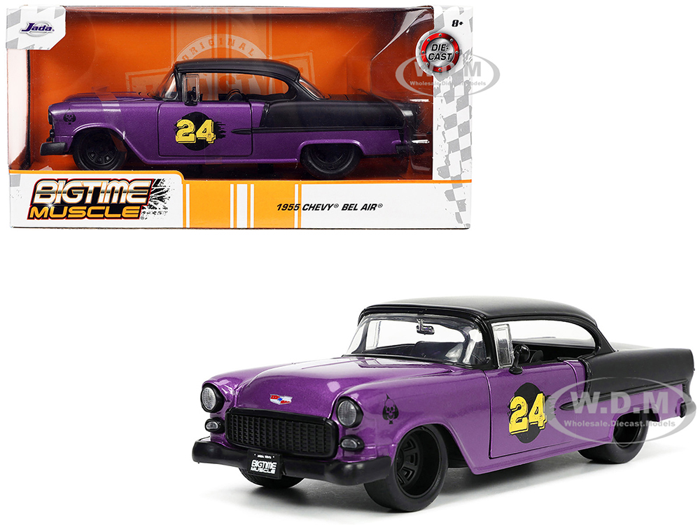 1955 Chevrolet Bel Air #24 Purple Metallic and Matt Black 