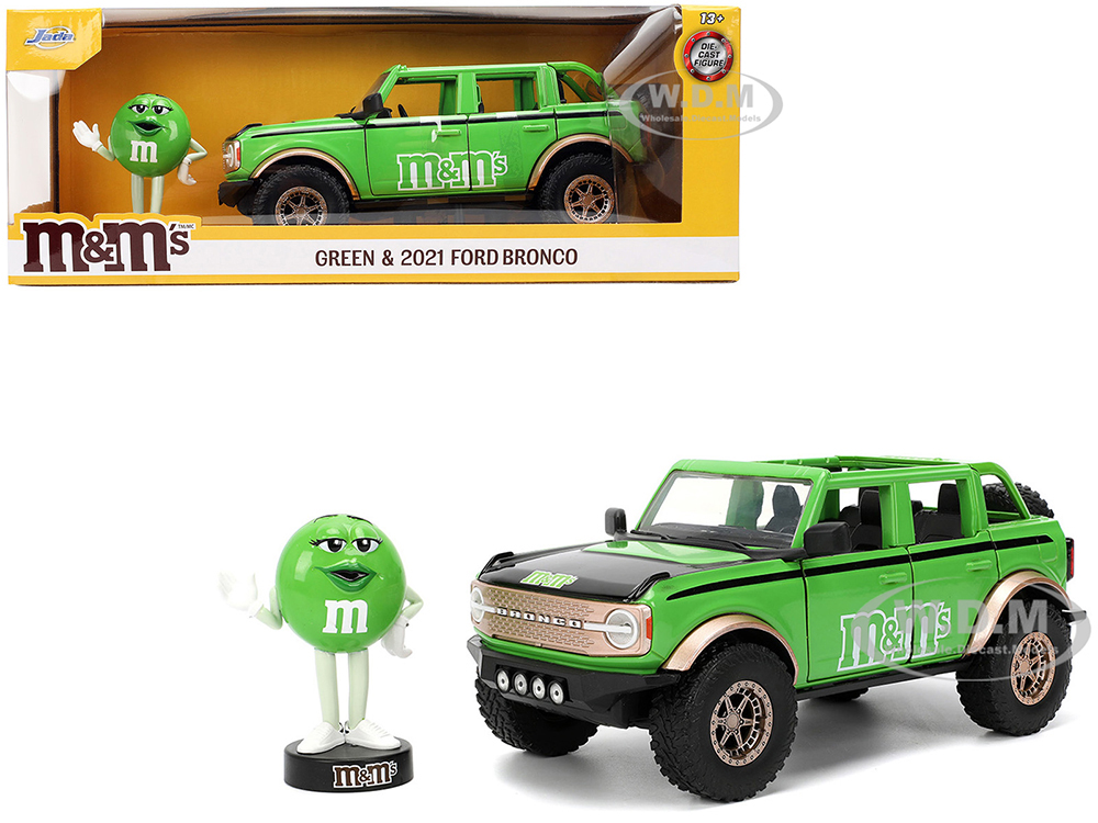 2021 Ford Bronco Green with Black Stripes and Green M&M's Diecast