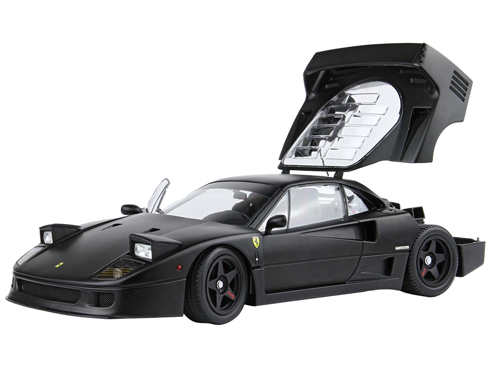 Ferrari F40 Matt Black with Matt Black Wheels with DISPLAY CASE