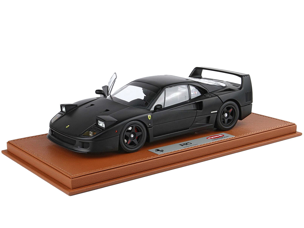 Ferrari F40 Matt Black with Matt Black Wheels with DISPLAY CASE
