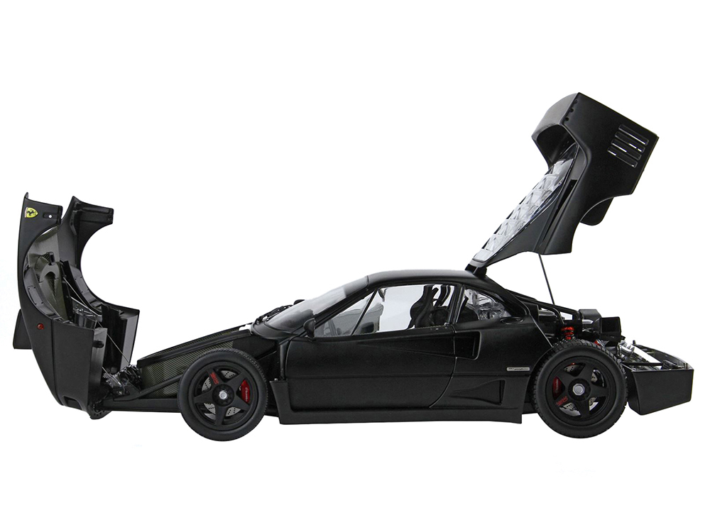 Ferrari F40 Matt Black with Matt Black Wheels with DISPLAY CASE