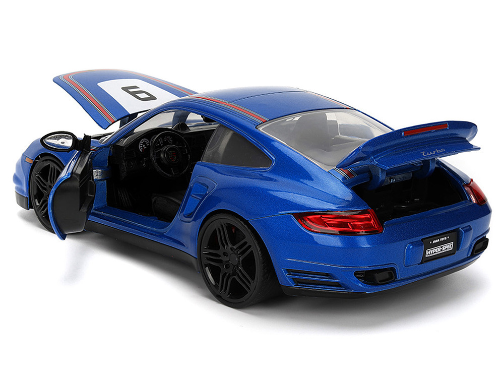 Porsche 911 Turbo (997) #9 Blue Metallic with Stripes 