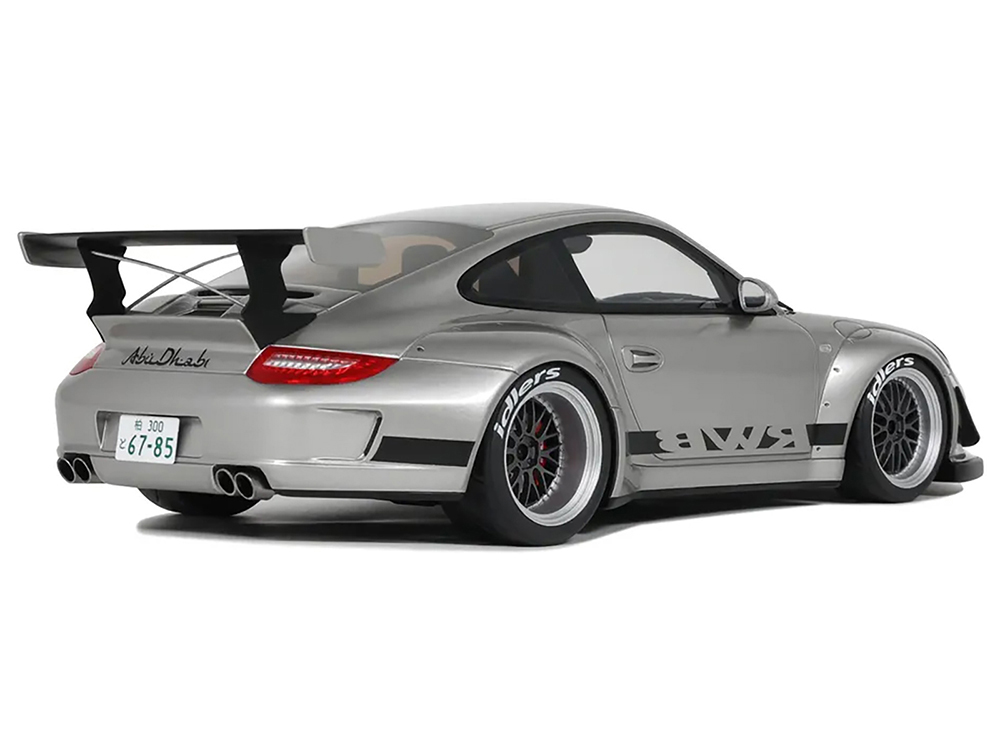 2024 Porsche 911 RWB Abu Silver Metallic with Black Hood 1/18