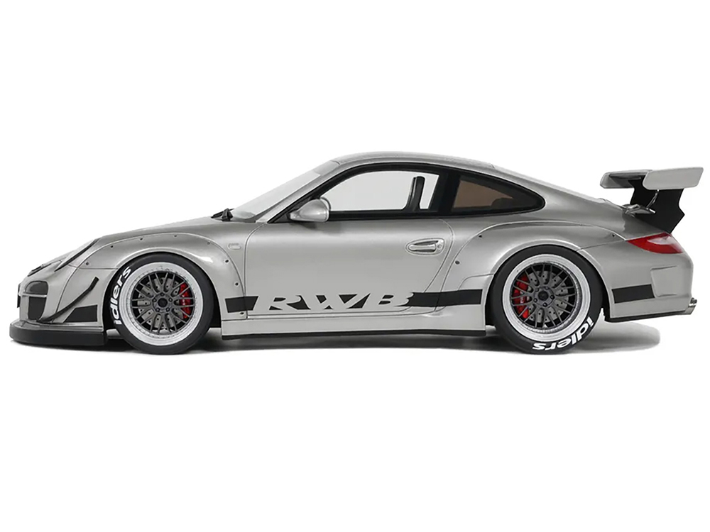 2024 Porsche 911 RWB Abu Silver Metallic with Black Hood 1/18