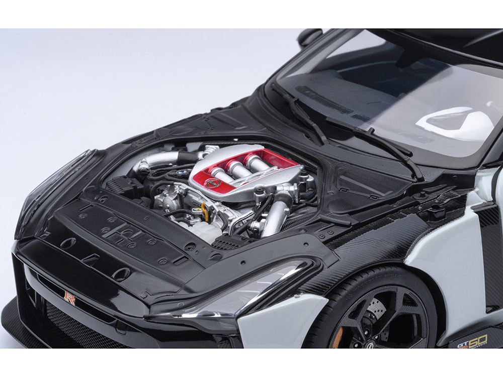 Nissan GT-R50 By ItalDesign Black and White Metallic 1/18 Model