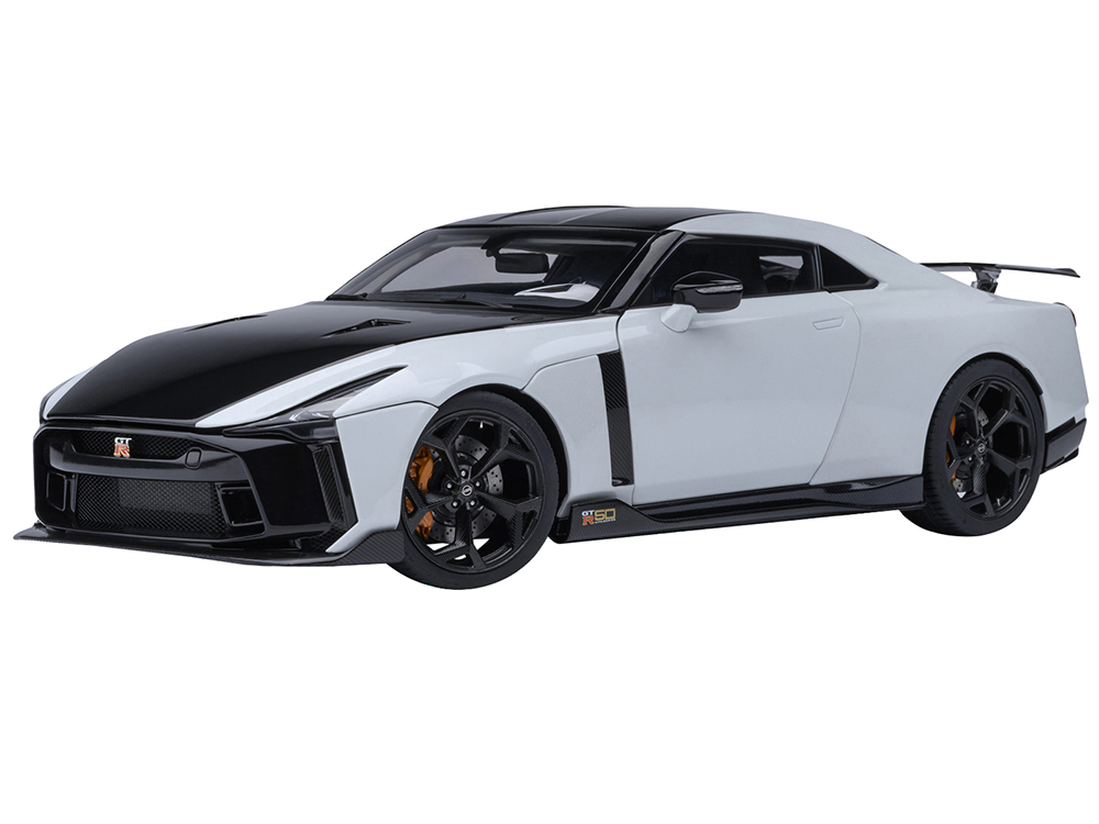 Nissan GT-R50 By ItalDesign Black and White Metallic 1/18 Model