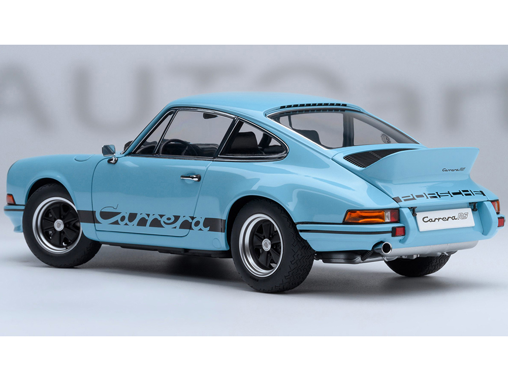 Porsche 911 Carrera 2.7 RS Gulf Blue with Black Stripes and Wheels