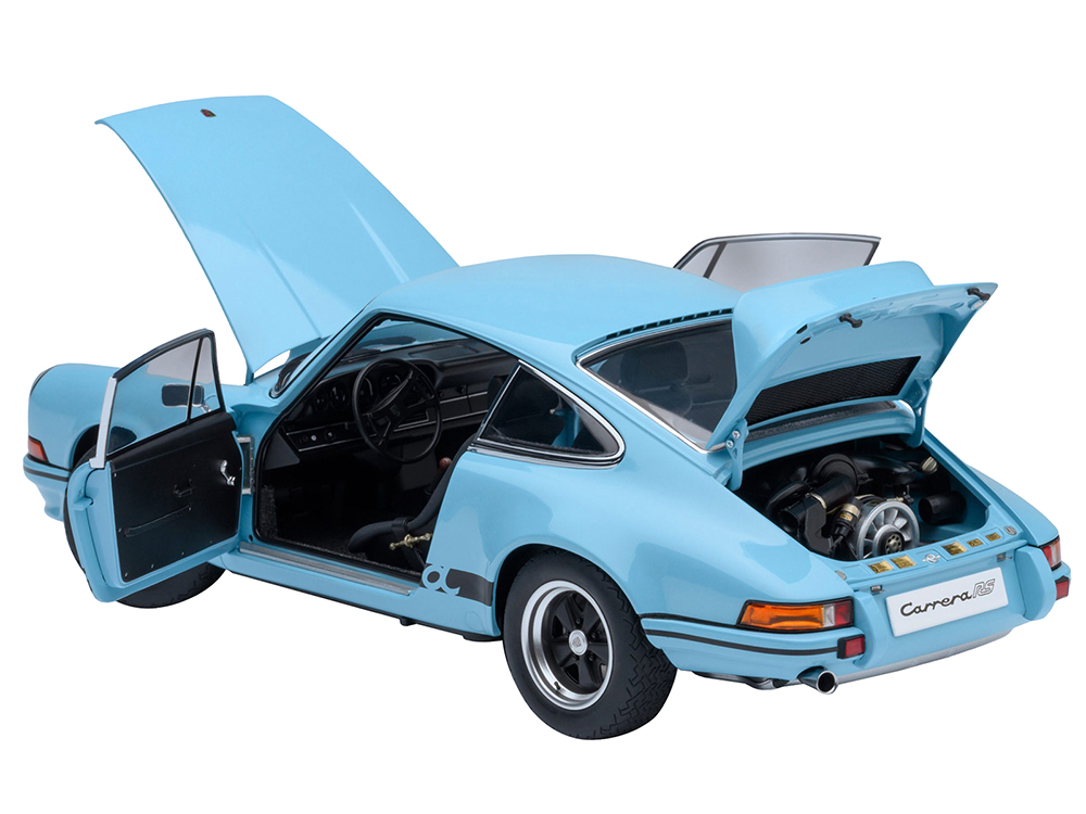 Porsche 911 Carrera 2.7 RS Gulf Blue with Black Stripes and Wheels