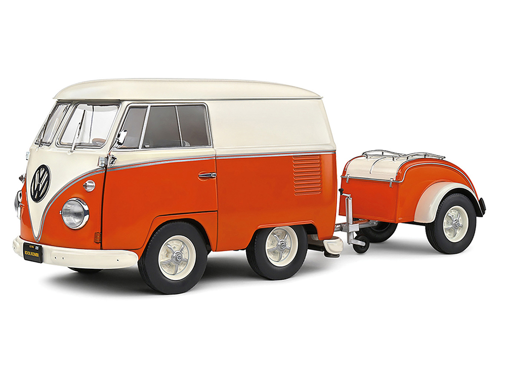 1950 Volkswagen Kool Kombi Van with Trailer Orange and White 1/18