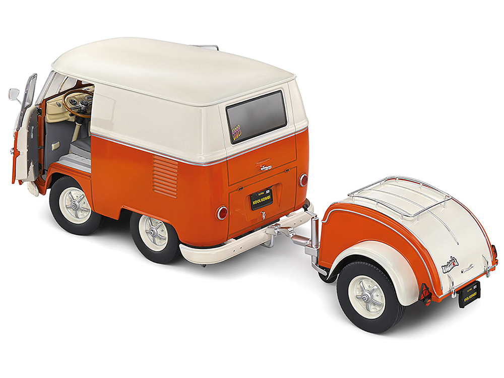1950 Volkswagen Kool Kombi Van with Trailer Orange and White 1/18