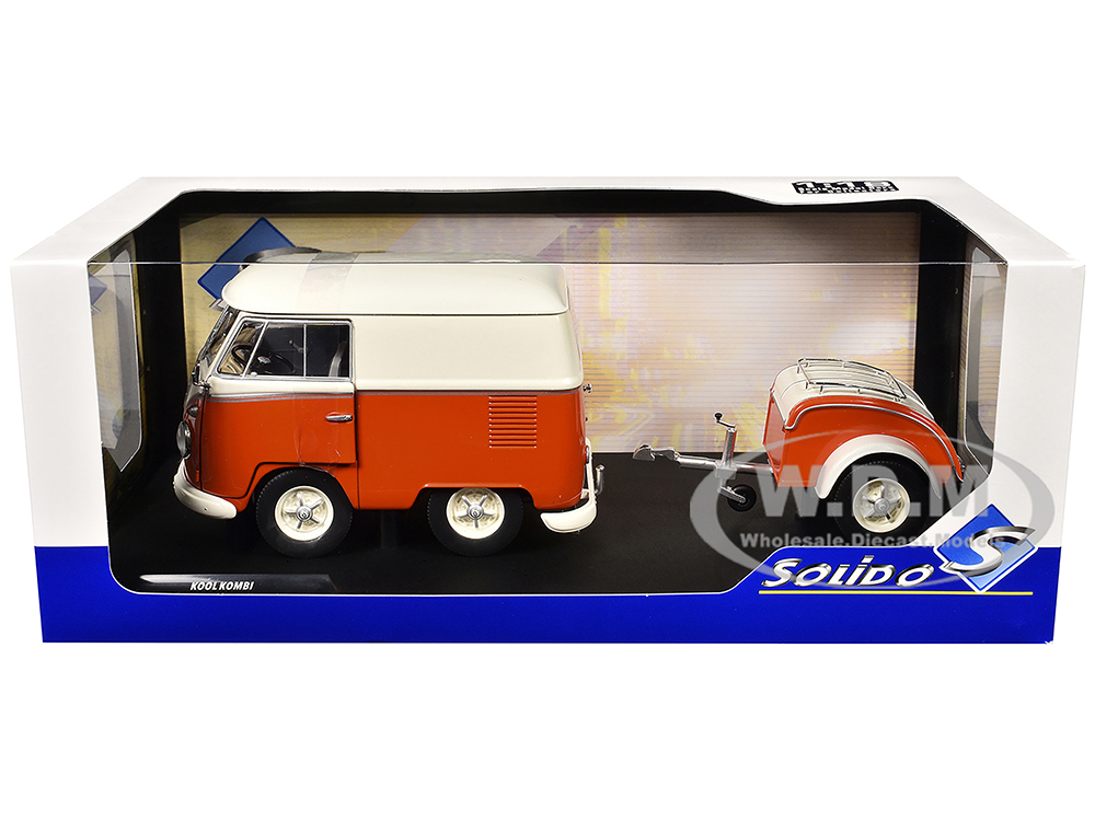 1950 Volkswagen Kool Kombi Van with Trailer Orange and White 1/18
