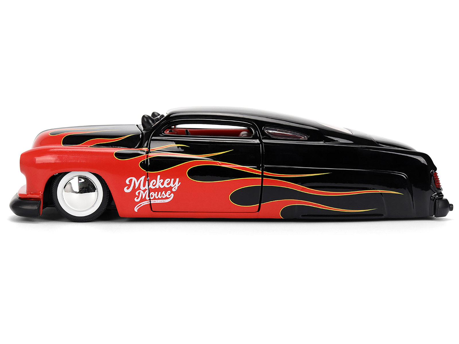 1951 Mercury Coupe Black with Flame Graphics and Red Interior and