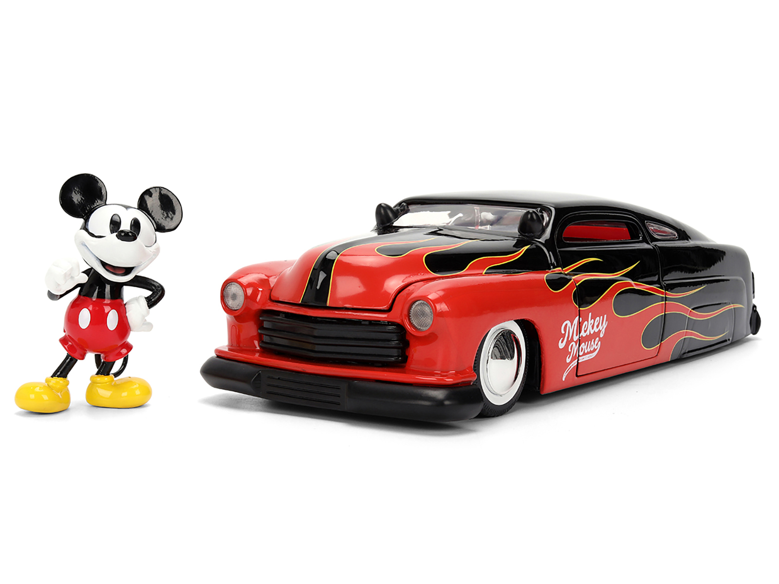 1951 Mercury Coupe Black with Flame Graphics and Red Interior and