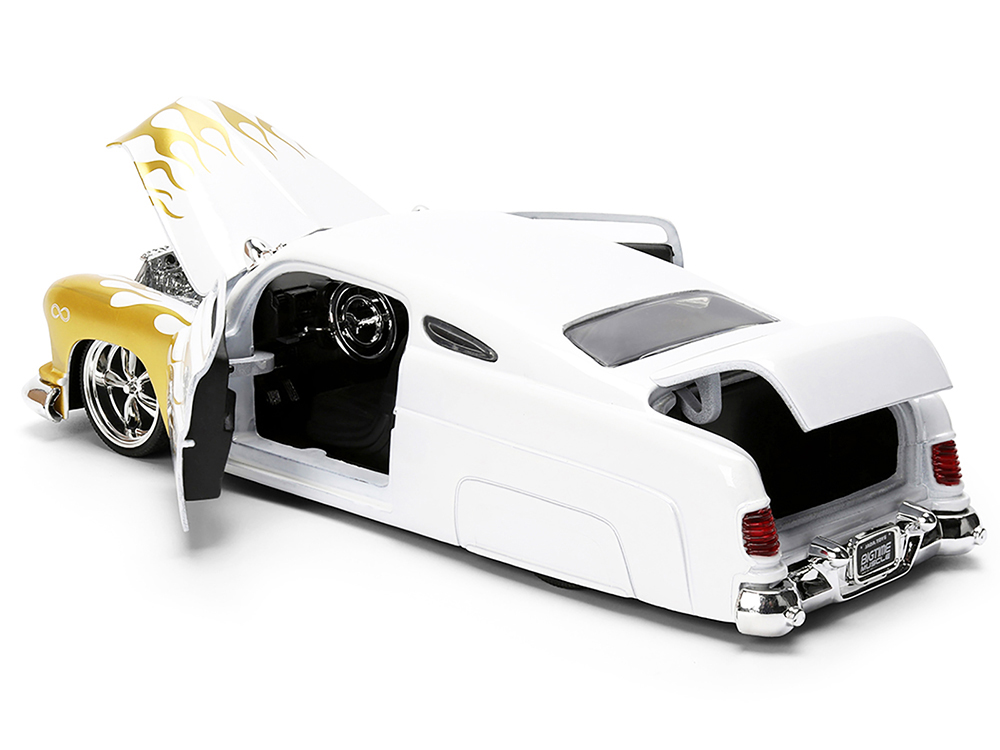 1951 Mercury Coupe White with Gold Flames 