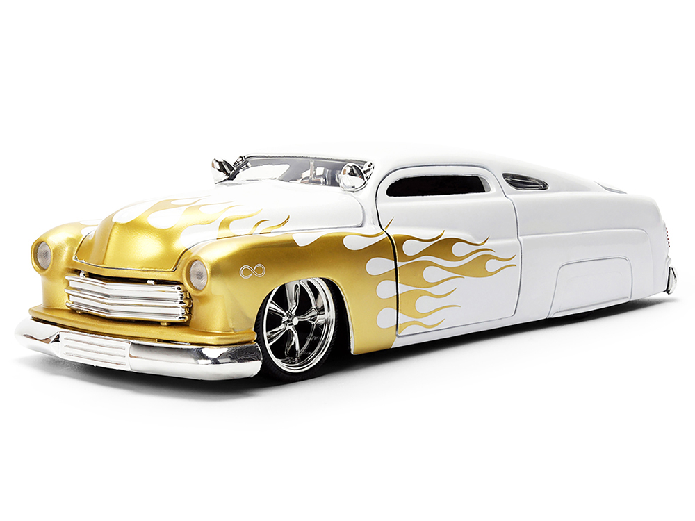 1951 Mercury Coupe White with Gold Flames 
