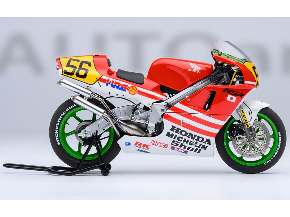 Honda NSR500 WGP500 Motorcycle #56 Red and White with Helmet