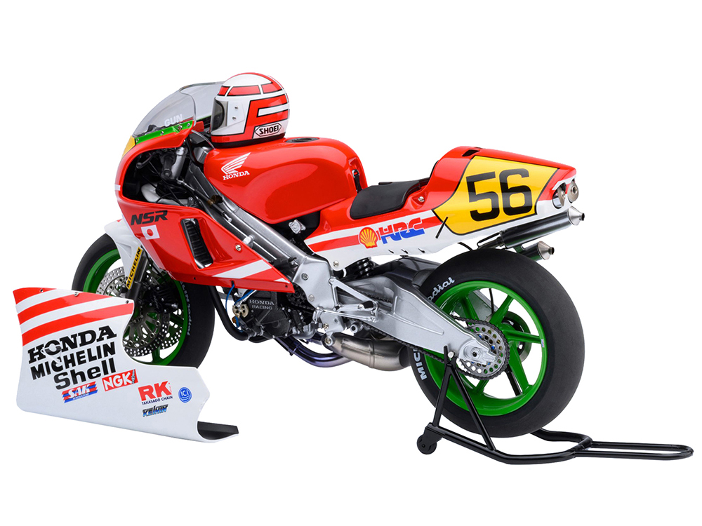 Honda NSR500 WGP500 Motorcycle #56 Red and White with Helmet