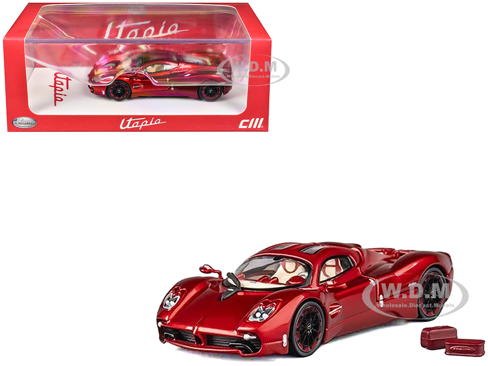Pagani Utopia Red Metallic with Red Carbon Top 1/64 Diecast Model